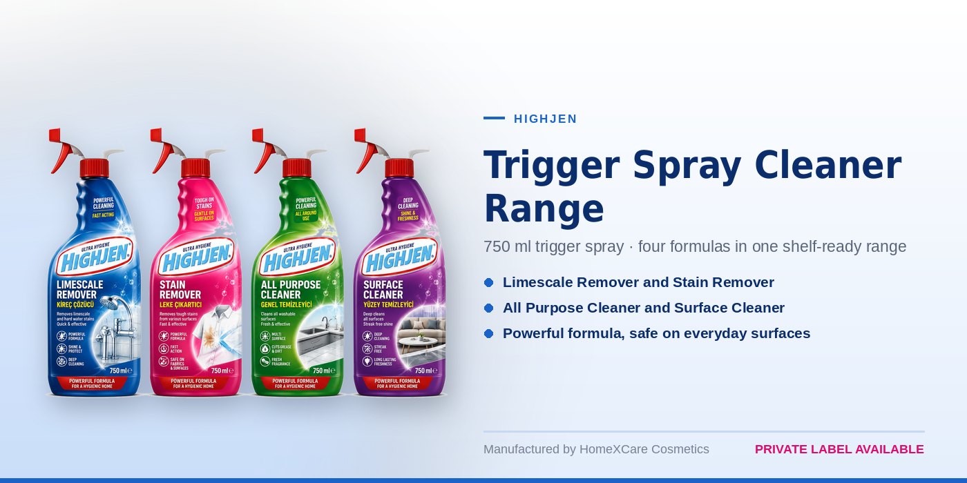 Highjen 750 ml trigger spray cleaners — limescale remover, stain remover, all purpose cleaner and surface cleaner