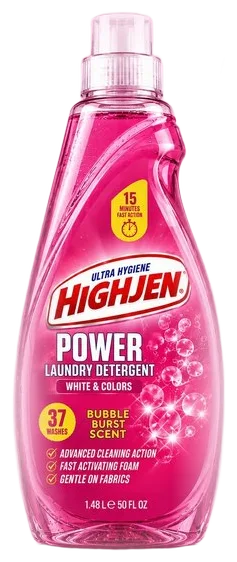 Течен перилен препарат HIGHJEN Power, бутилка 1,48 л за 37 пранета, аромат Bubble Burst