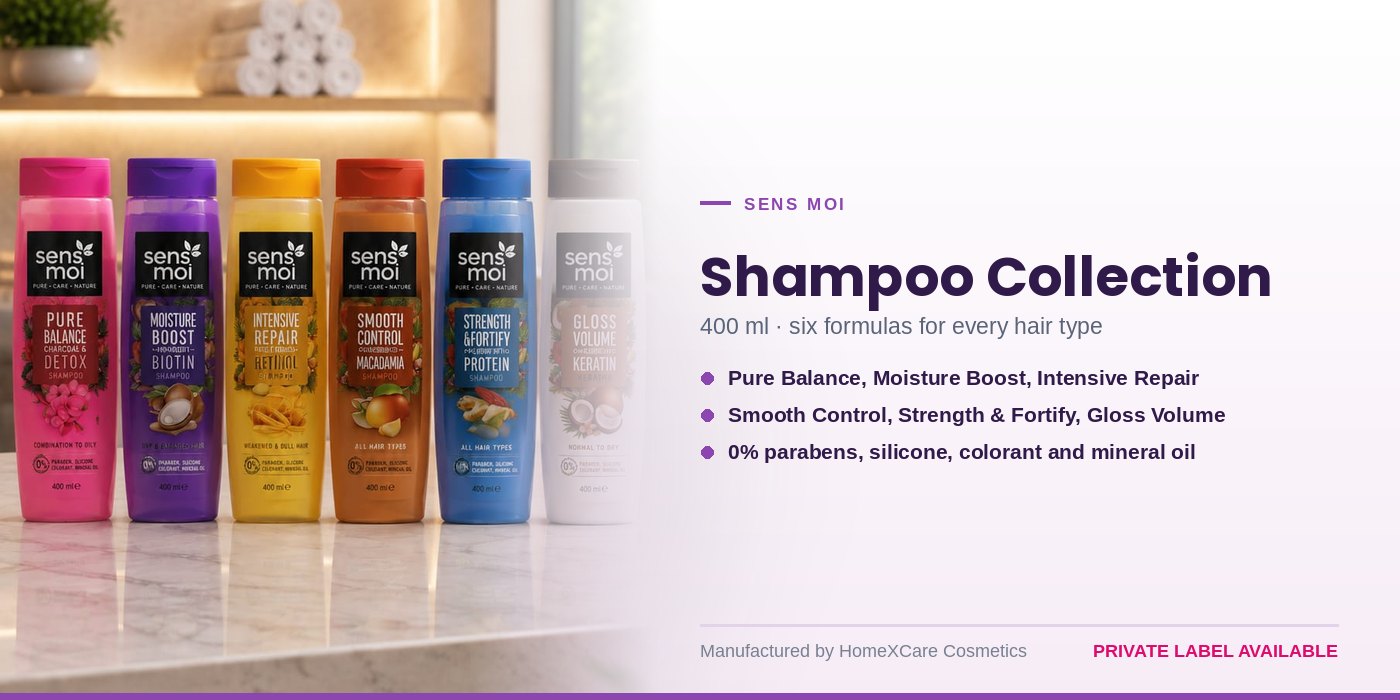 Sens Moi 400 ml shampoo collection — six formulas for different hair types